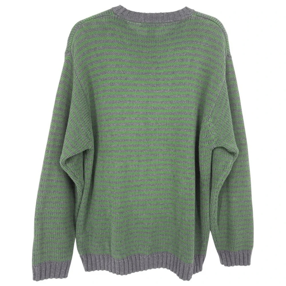 Eddie Bauer Mens Striped Long‎ Sleeve Crew Neck Cotton Sweater Size Medium Green - Picture 2 of 12